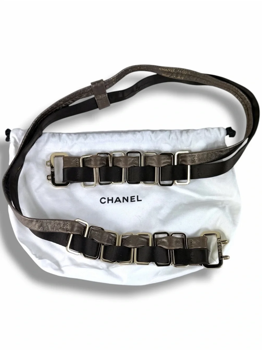 Rare ARCHIVE Chanel 2004 Runway Belt Karl Lagerfeld Era Leather & Gold 85 - Picture 2 of 16